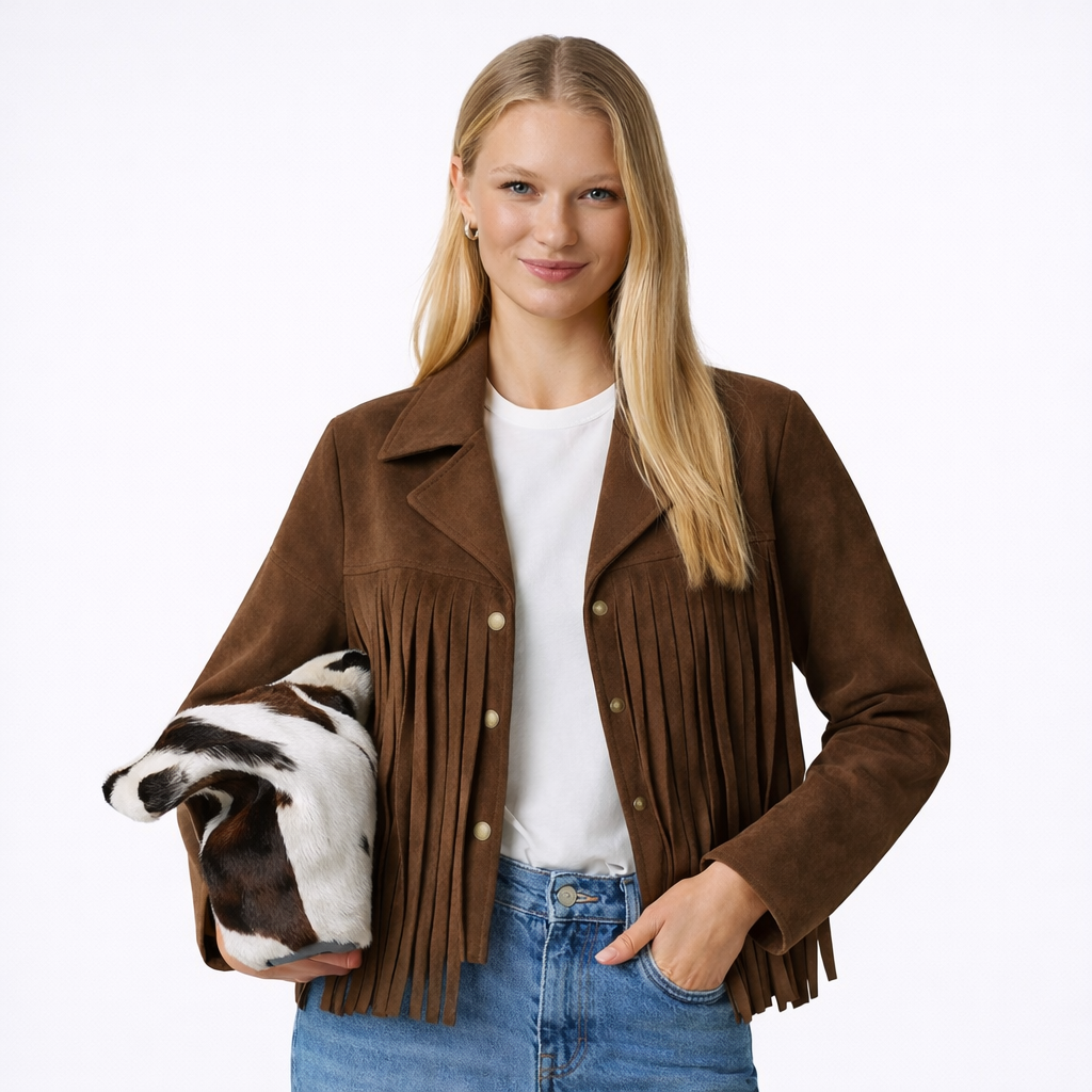 Montana Suede Fringe Jacket-Brown
