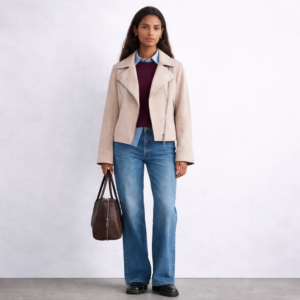 Nikita Suedette Zip Detail Biker Jacket-Stone Stone