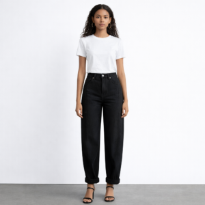 Calla Balloon Loose Fit High Waisted Denim Jeans-Black