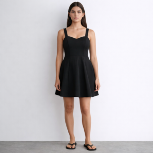 Scarlet “Bow” Scuba Skater Dress-Black